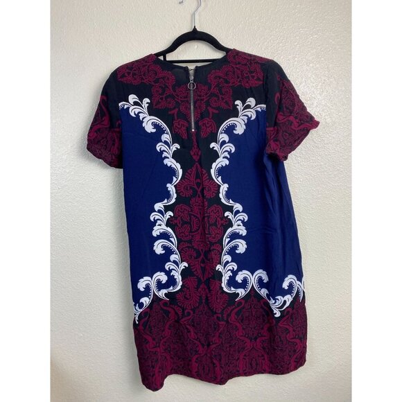 Express Floral Shift Dress Womens Size Medium Paisley Flowy Short sleeve Boho - Picture 2 of 12
